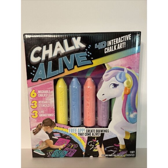 Chalk Alive 4d Interactive Chalk Art With Unicorn Seashell Butterfly Stencil NEW - Picture 1 of 12